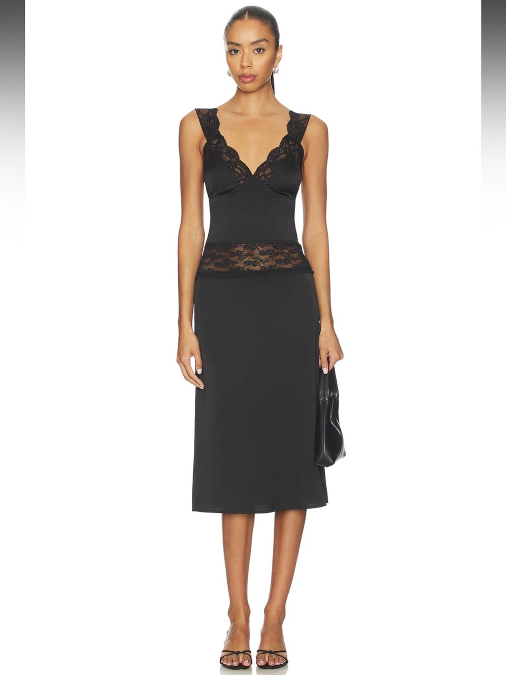 REVOLVE Black Lace-Trim Slip Dress